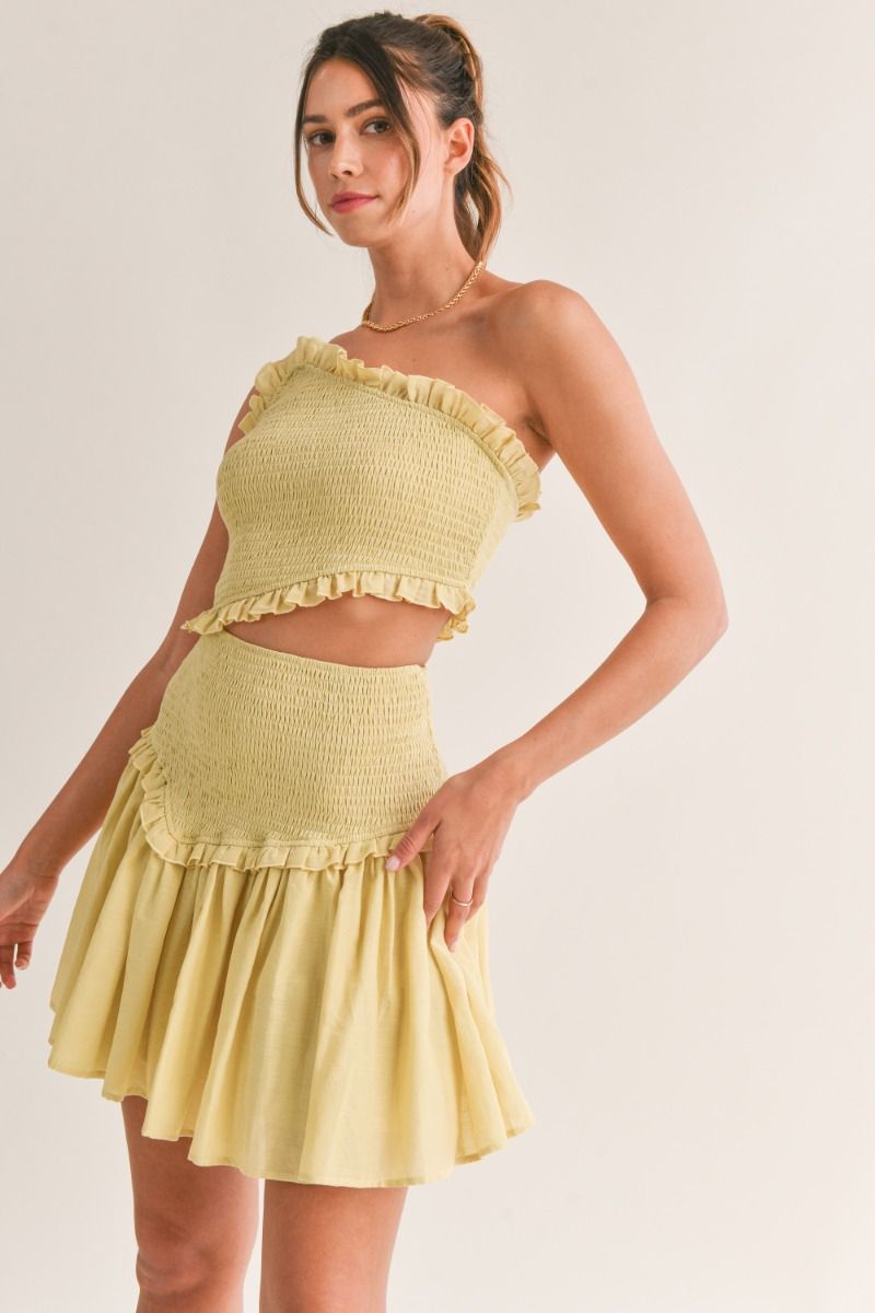 Mable Smocked Side Cut out Mini Dress