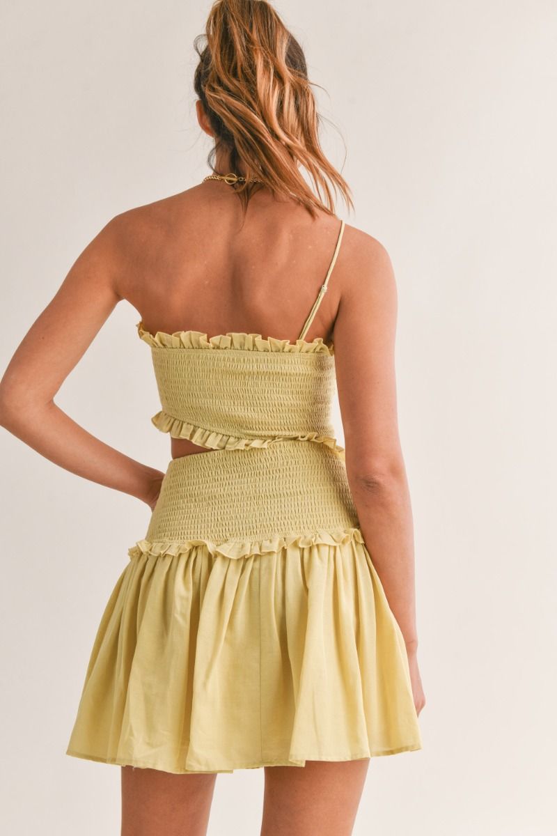 Mable Smocked Side Cut out Mini Dress