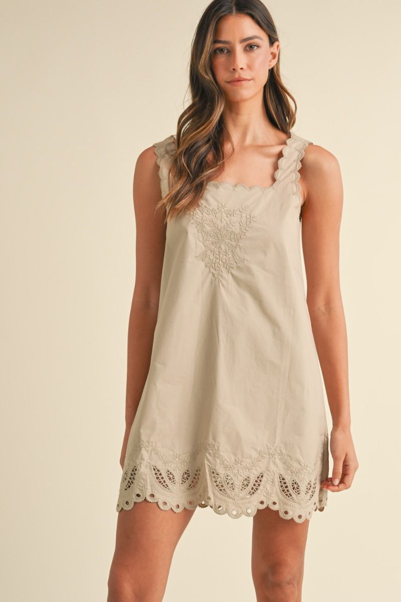Mable Cut Out Embroidered Mini Dress KHIANI Mable Cut Out Embroidered Mini Dress KHIANI