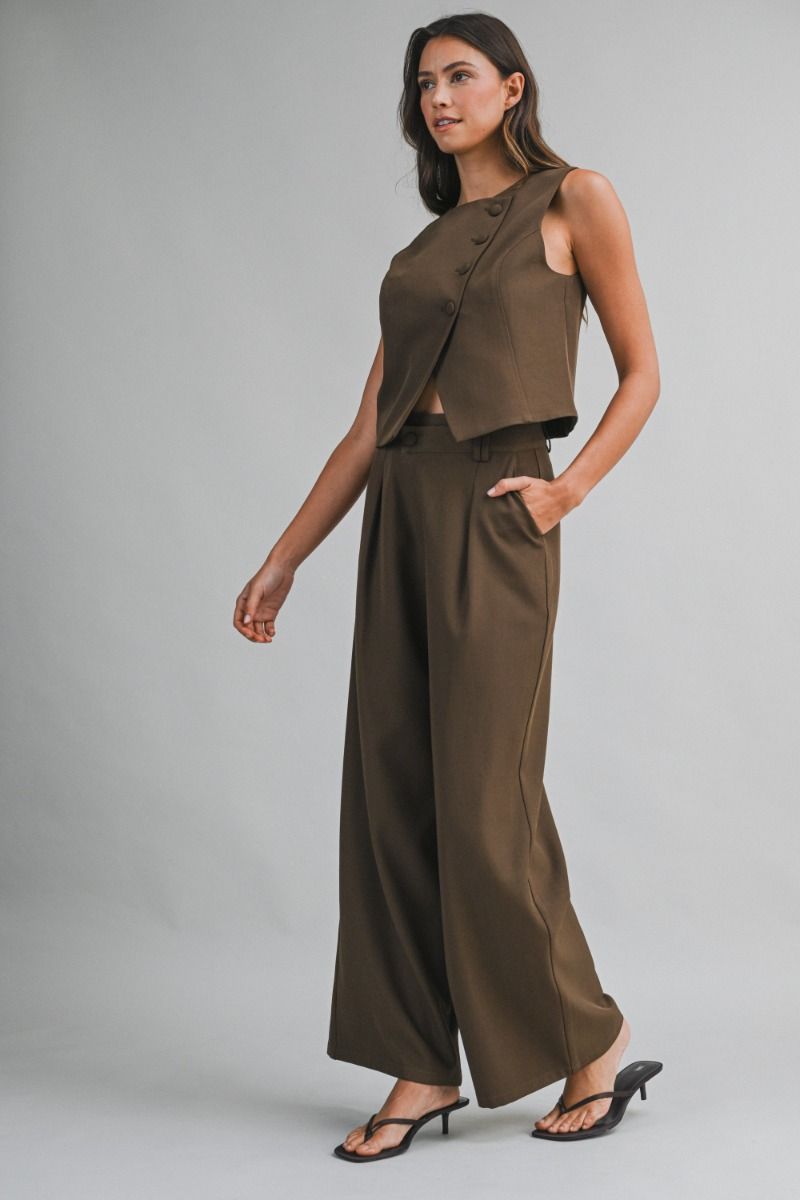 Mable Double Breasted Vest Top and Pants Set
