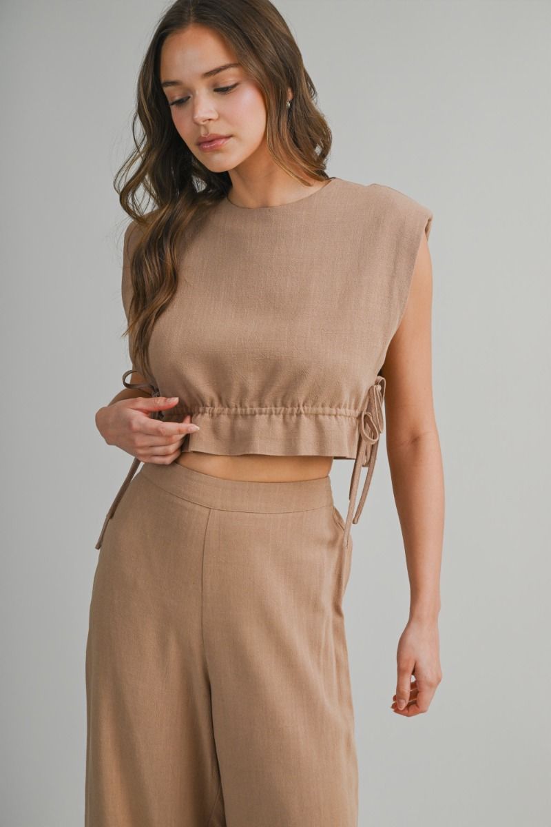 Mable Sleeveless Crop Top and Long Pants Set