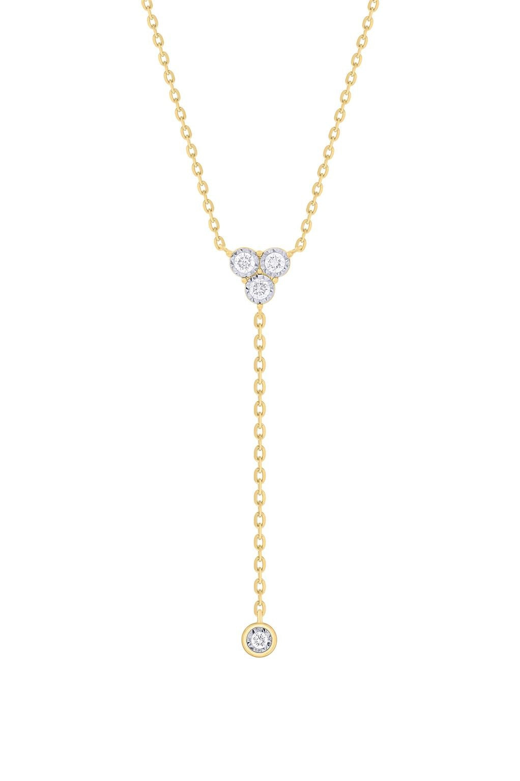 14k Yellow Gold Lariat Diamond Necklace