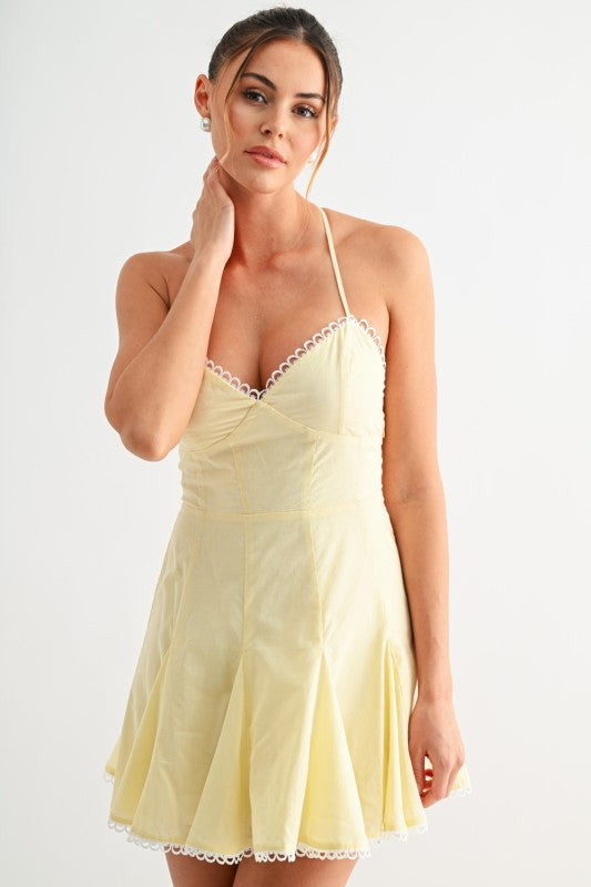 Evenuel Rosette Lace-Up Skater Dress