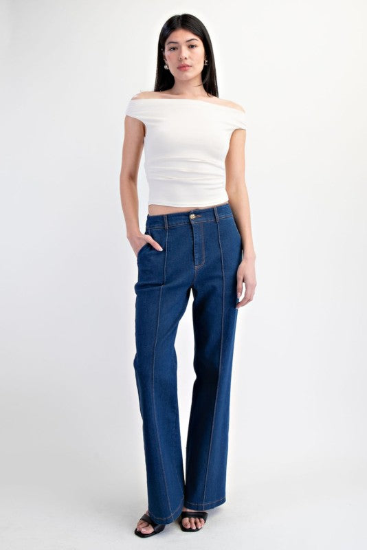 Edit By Nine  Off Shoulder Ruched Knit Top