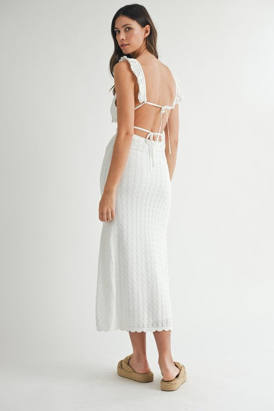 Mable Crochet Flutter Strap Front Cutout Knit Dress