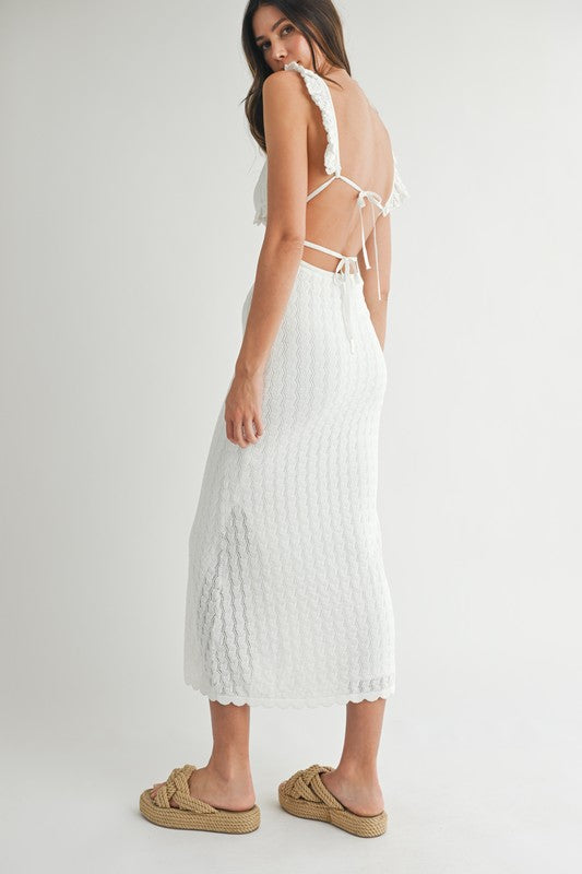Mable Crochet Flutter Strap Front Cutout Knit Dress