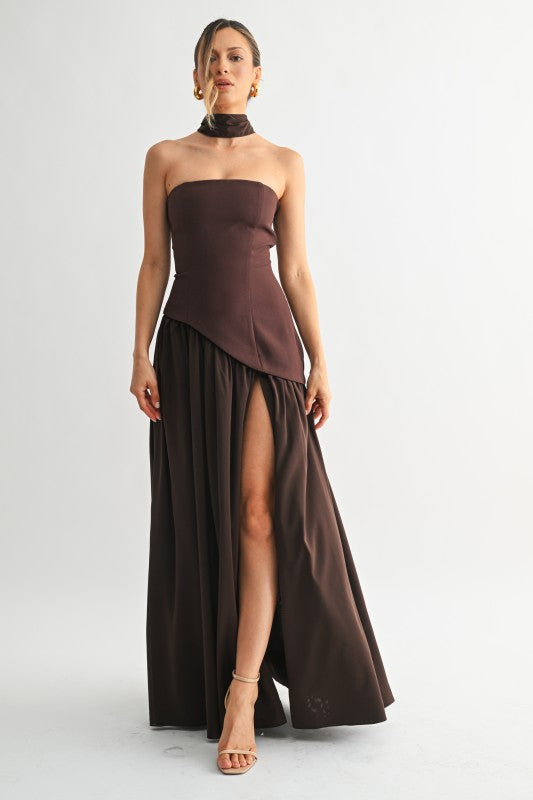 Evenuel Parisian Lace-up Maxi Dress