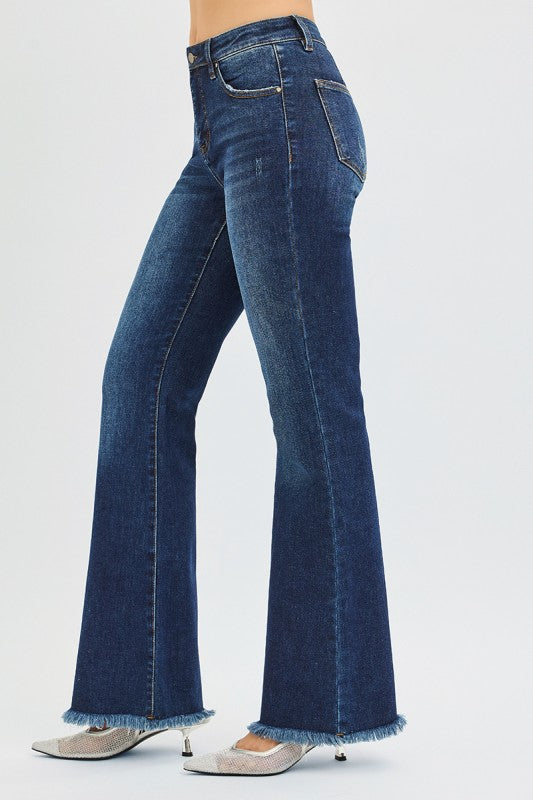 Risen Tummy Control Mid Rise Flare Jeans Bottoms