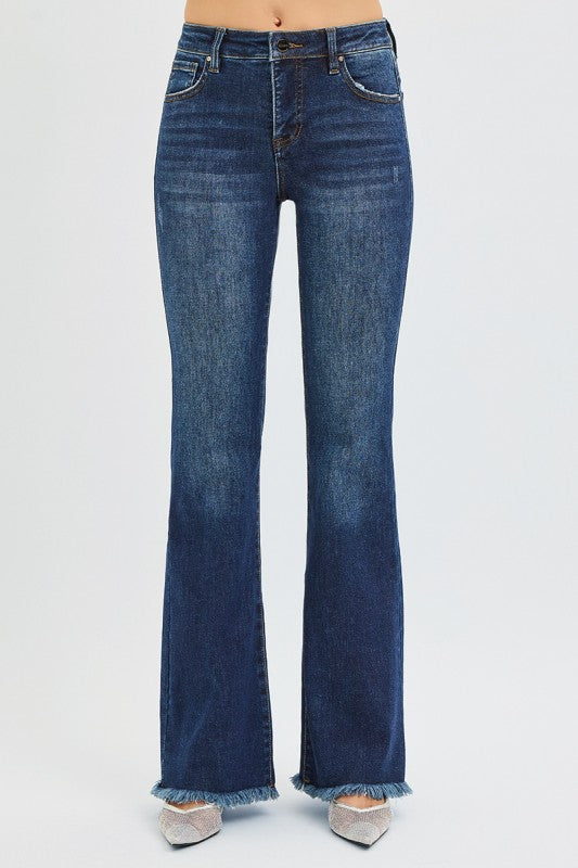 Risen Tummy Control Mid Rise Flare Jeans Bottoms