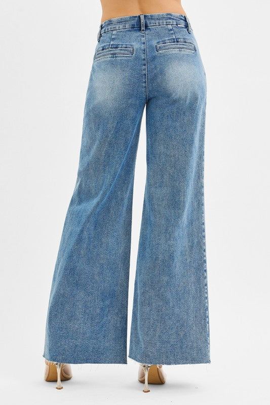 Risen High Rise Wide Leg Pleated Pants Bottom