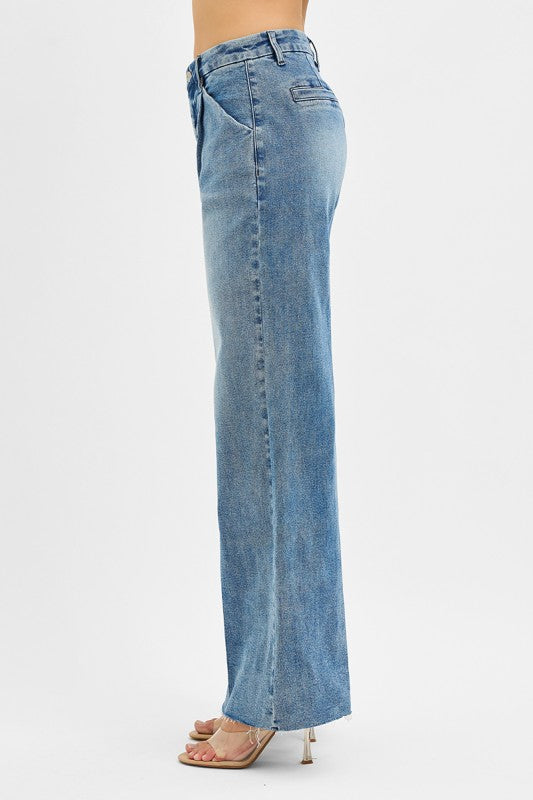 Risen High Rise Wide Leg Pleated Pants Bottom