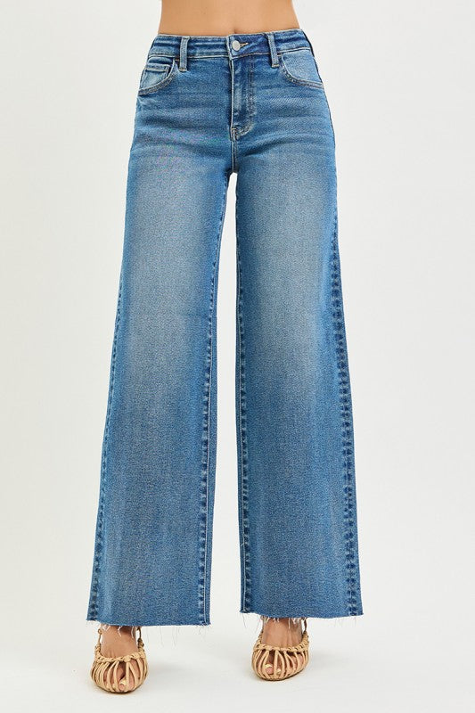 Risen High Rise Wide Leg Jeans Bottom