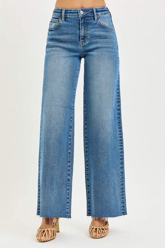 Risen High Rise Wide Leg Jeans Bottom