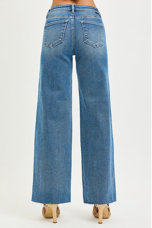 Risen High Rise Wide Leg Jeans Bottom