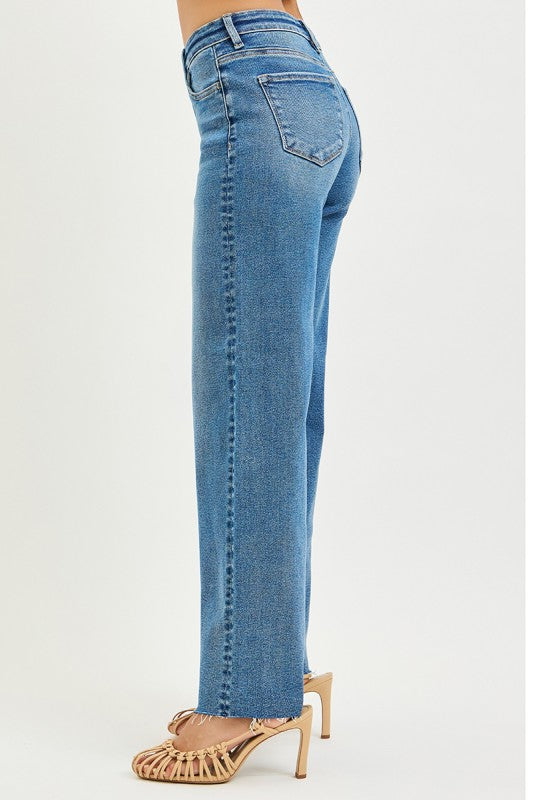 Risen High Rise Wide Leg Jeans Bottom