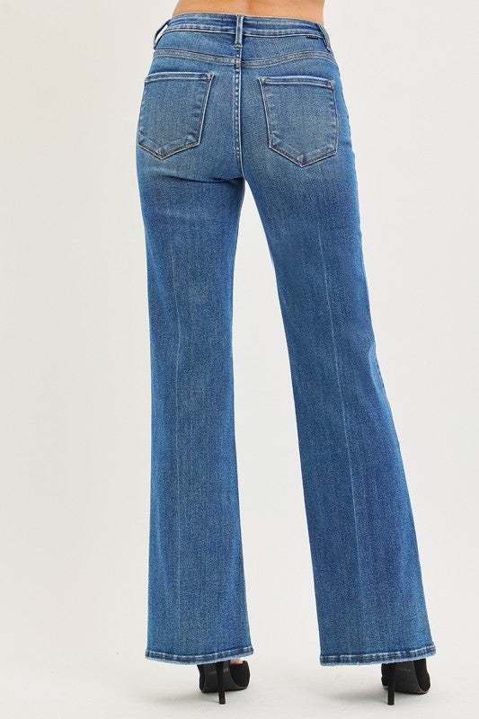 Risen Tummy Control High Rise Wide Flare Jeans Bottom