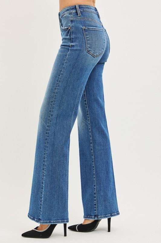 Risen Tummy Control High Rise Wide Flare Jeans Bottom