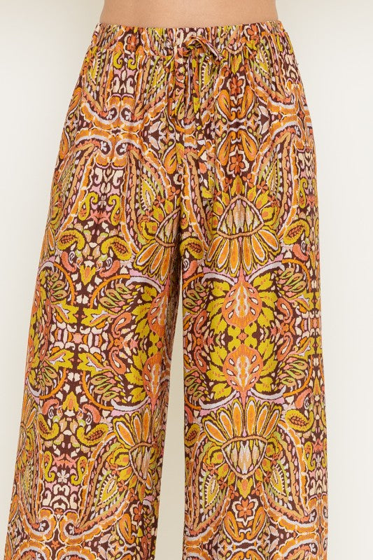 Fore Multi Scarf Style Tied At Back Top with Matching Pants Set