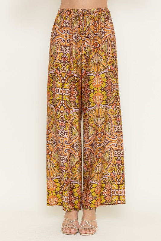 Fore Multi Scarf Style Tied At Back Top with Matching Pants Set