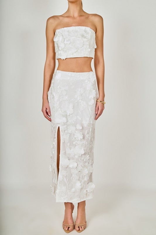 Endless Rose Floral Embroidered Set Skirt