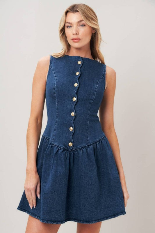 Flying Tomato Sleeveless Denim Dress
