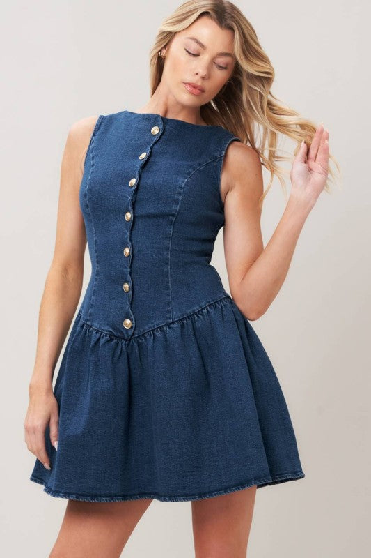 Flying Tomato Sleeveless Denim Dress