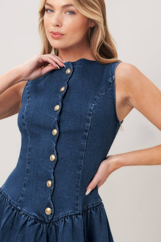 Flying Tomato Sleeveless Denim Dress
