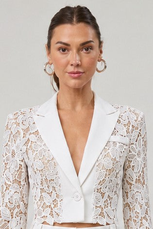 EB Luxe Lace Blazer & Scalloped Shorts Set