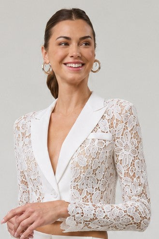EB Luxe Lace Blazer & Scalloped Shorts Set