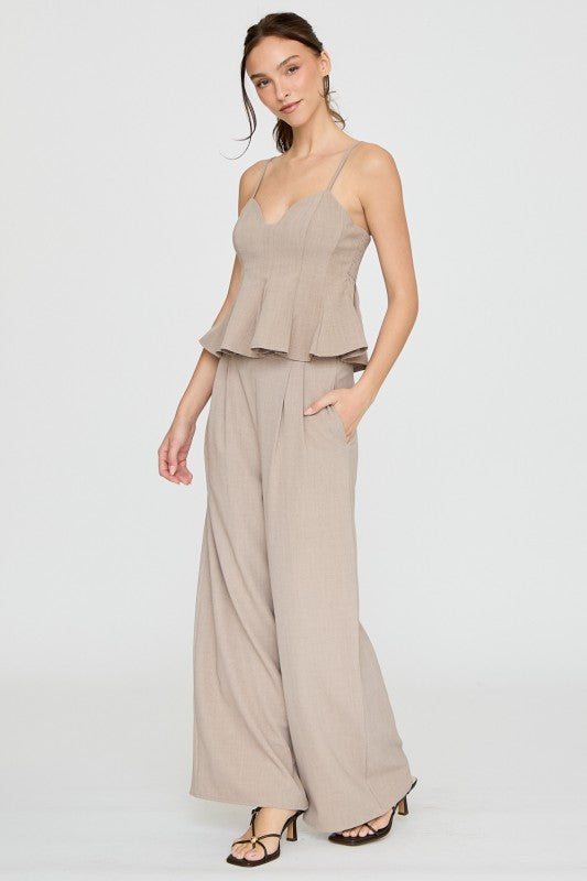 Aakaa Thin Adjustable Strap Top and Long Pants Set