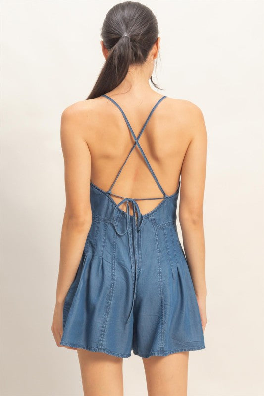 Hyve V-neck Denim Romper