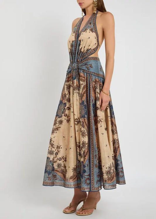 Peekskill Plunge Halter Maxi Dress