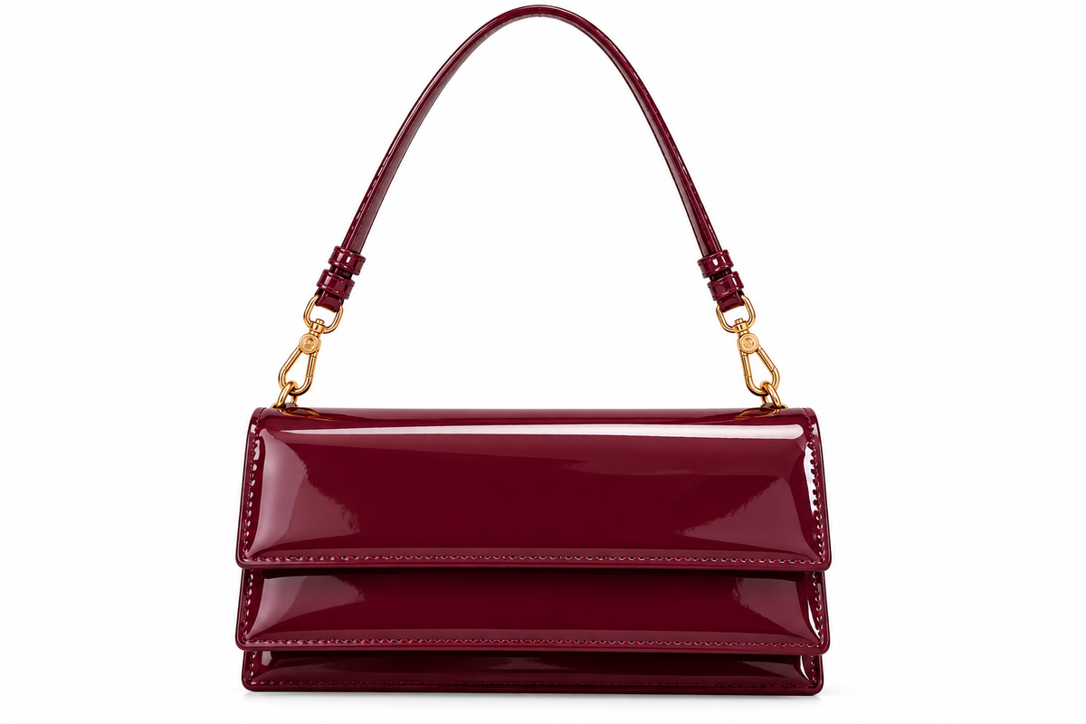 Billini Burgundy Patent Leather Clutch Bag