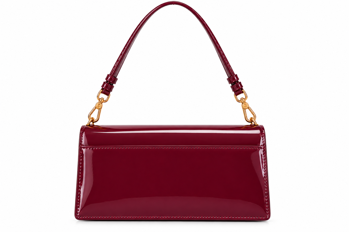Billini Burgundy Patent Leather Clutch Bag