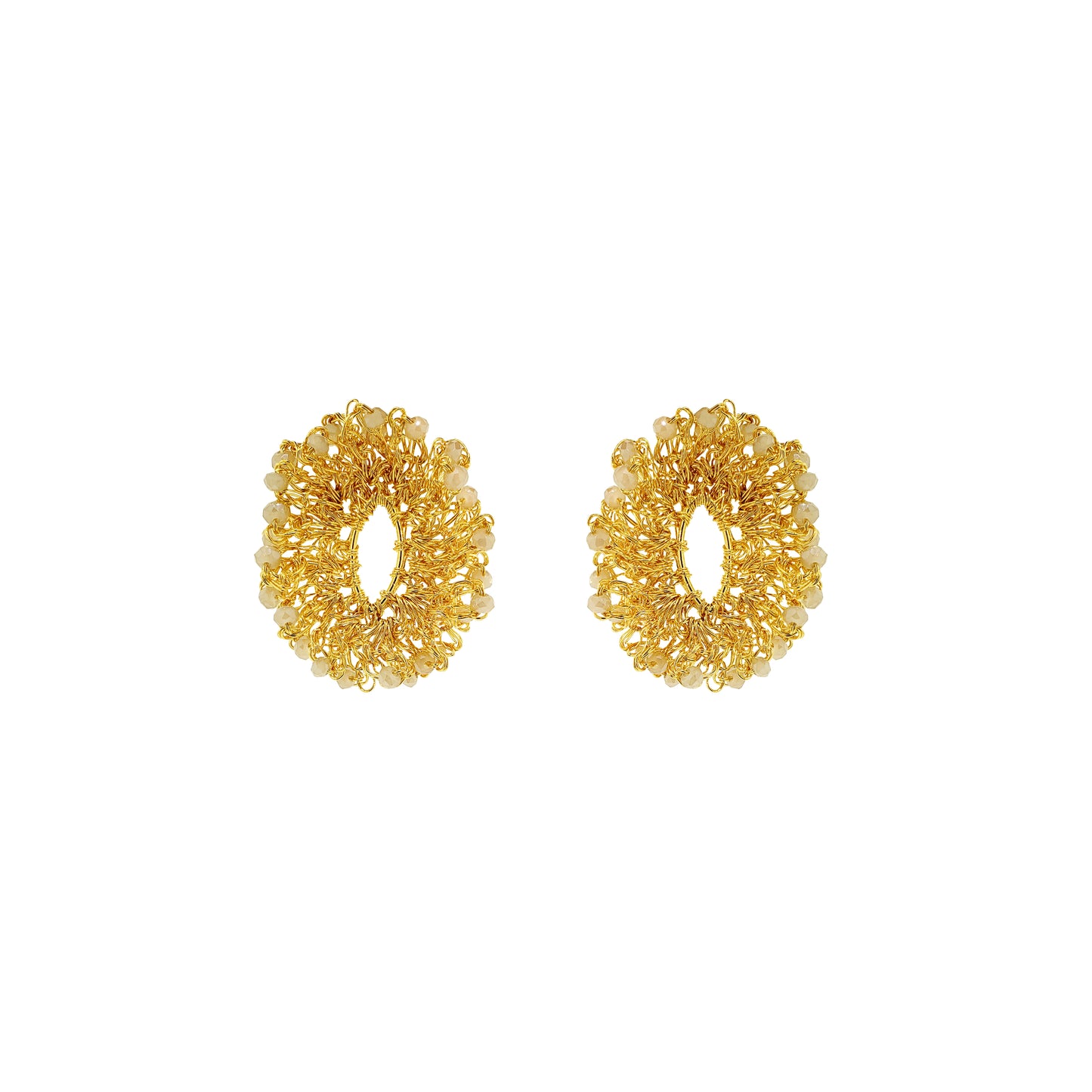 Lavish Earrings White and Gold Roxy Sprinkle Handmade Crochet Earrings