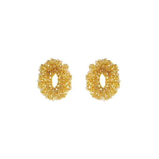 Lavish Earrings White and Gold Roxy Sprinkle Handmade Crochet Earrings