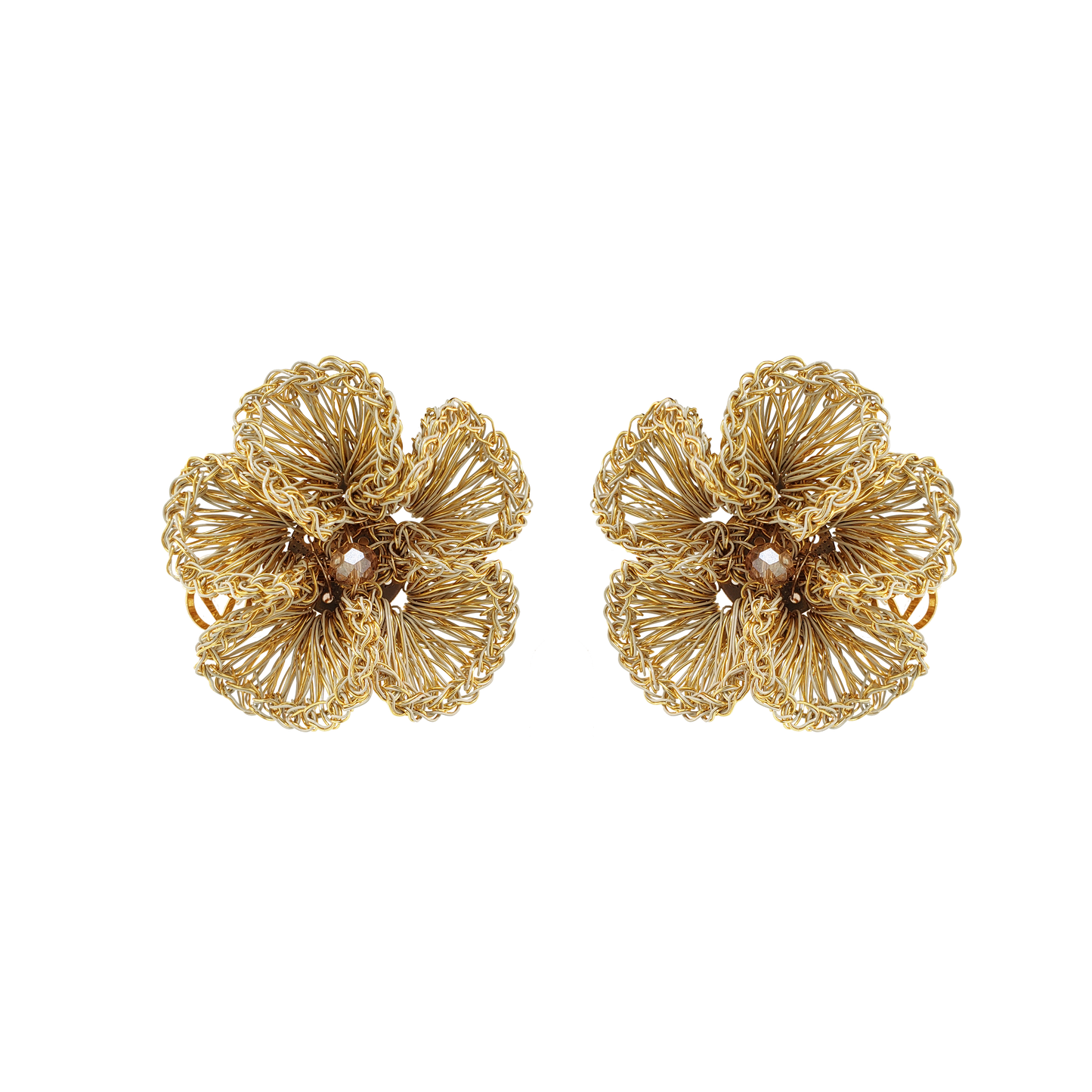 Lavish Earrings Vintage Gold Plumeria