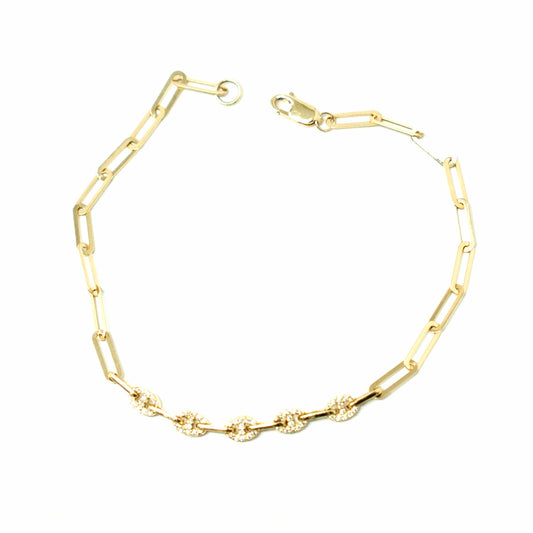14K Yellow Gold Paperclip Gucci Style Bracelet