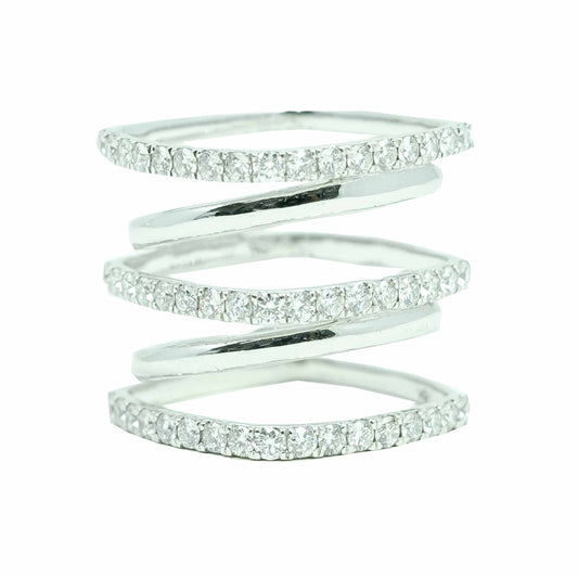 18k White Gold Three layered Diamond Tennis Ring