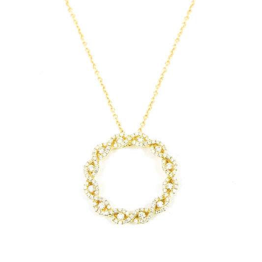 18K Yellow Gold Circle of Gratitude Diamond Pendant Chain