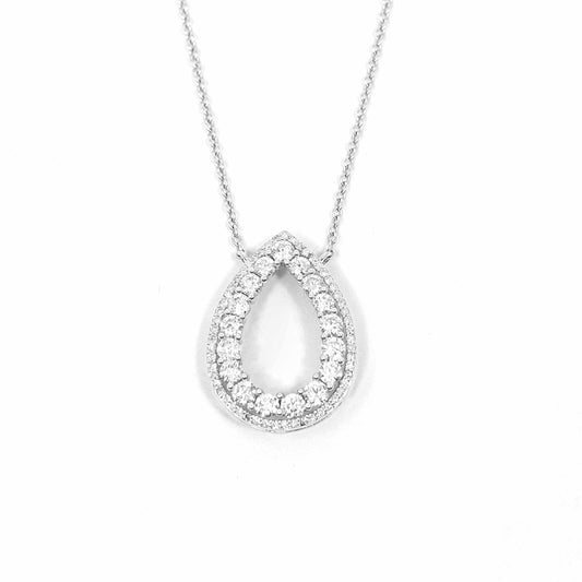 14K White Gold Dewdrop Diamond Pendant