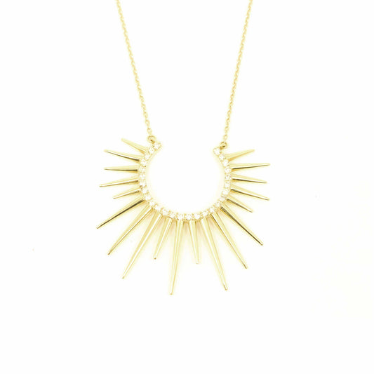 18K Yellow Gold Rising Sun Diamond Necklace