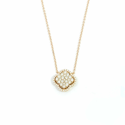 18K Yellow Gold Clover Diamond Necklace