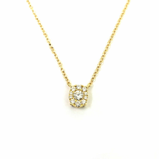 18K Yellow Gold Oval Diamond Stud Necklace