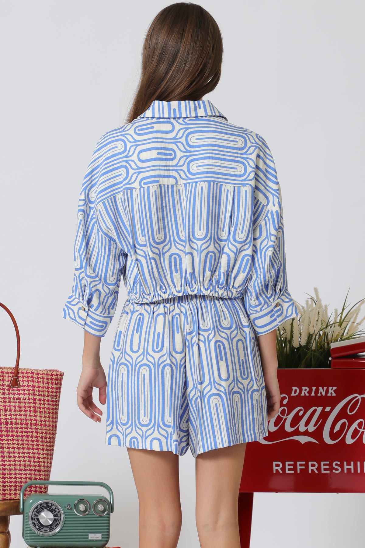 Aakaa Sleeve Shirt Top and Shorts Set