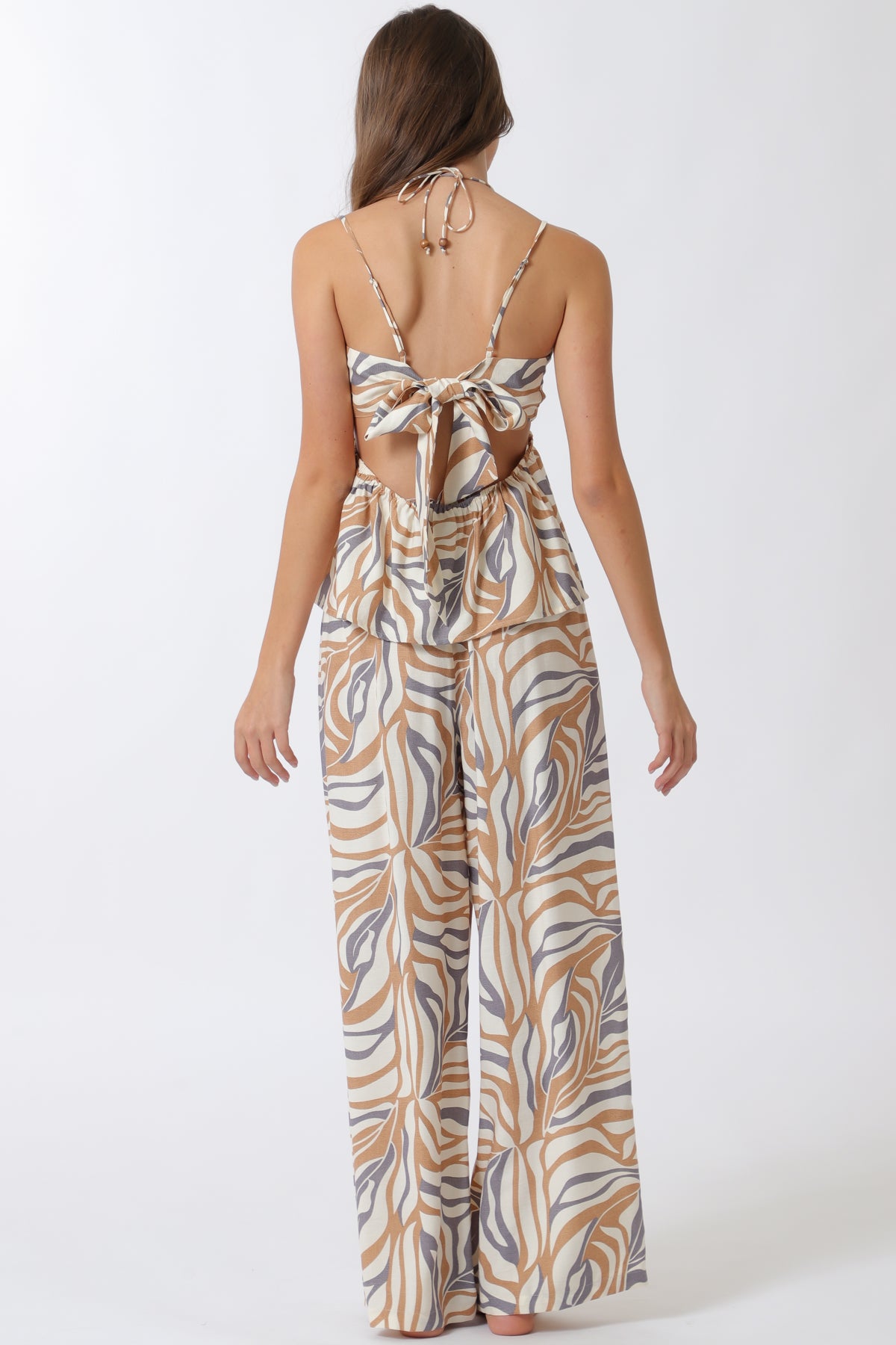 Aakaa Thin Adjustable Strap Top & Elastic Waisted Long Pants Set