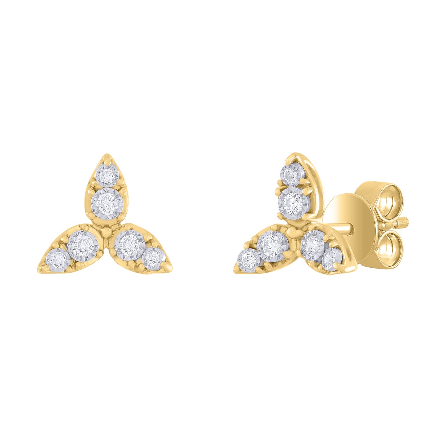 14K Yellow Gold Stud Diamond Earrings
