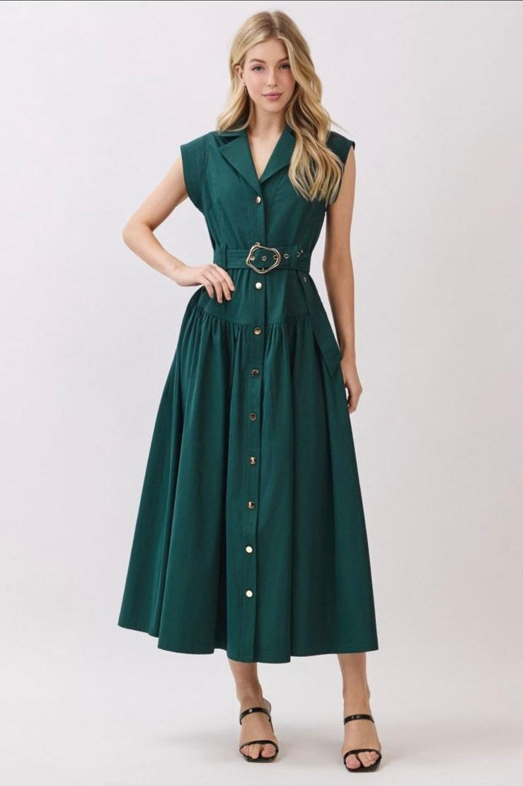 Bighit Fashion Cap Sleeve Button-Down Dress