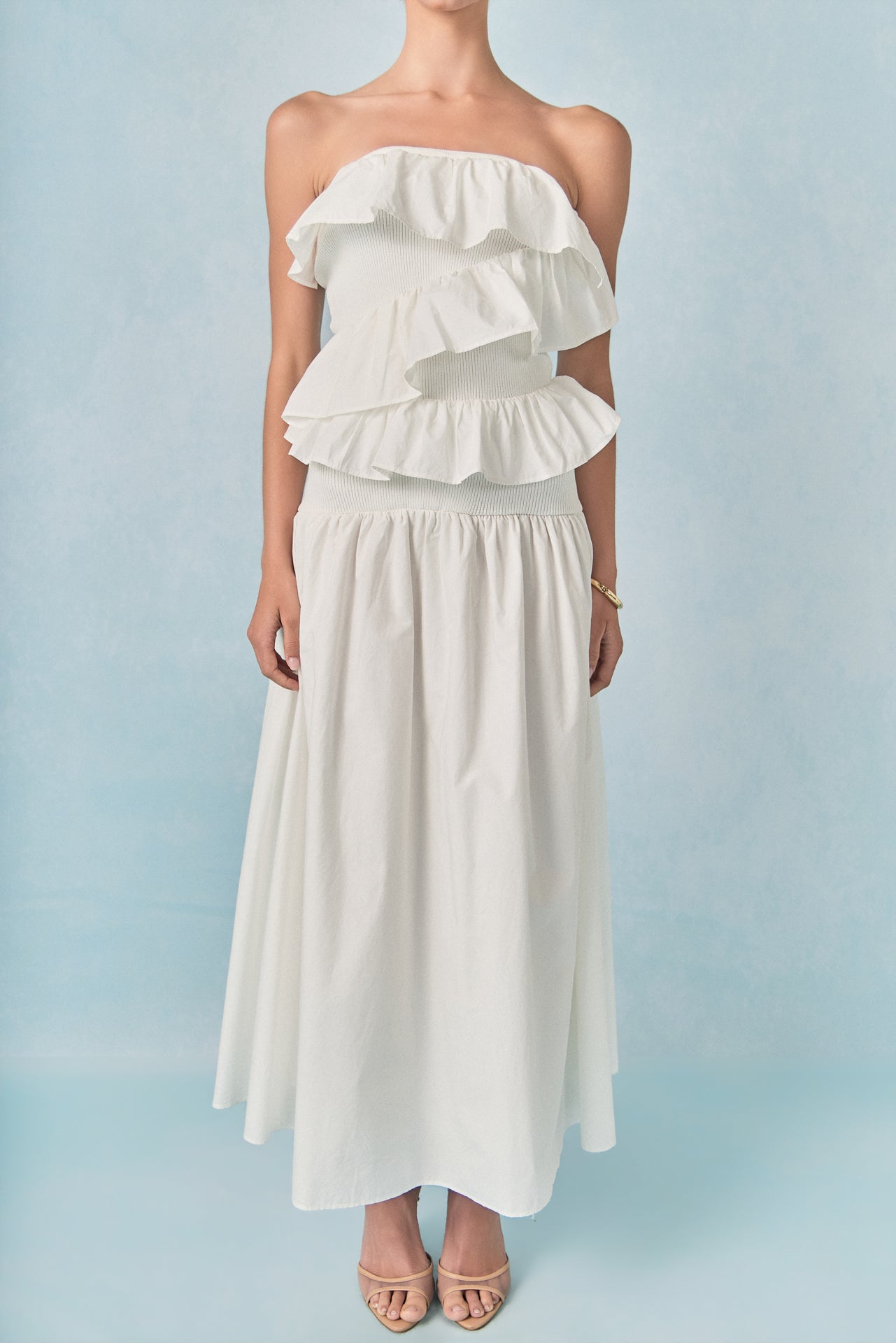 Endless Rose Strapless Ruffle Midi Dress