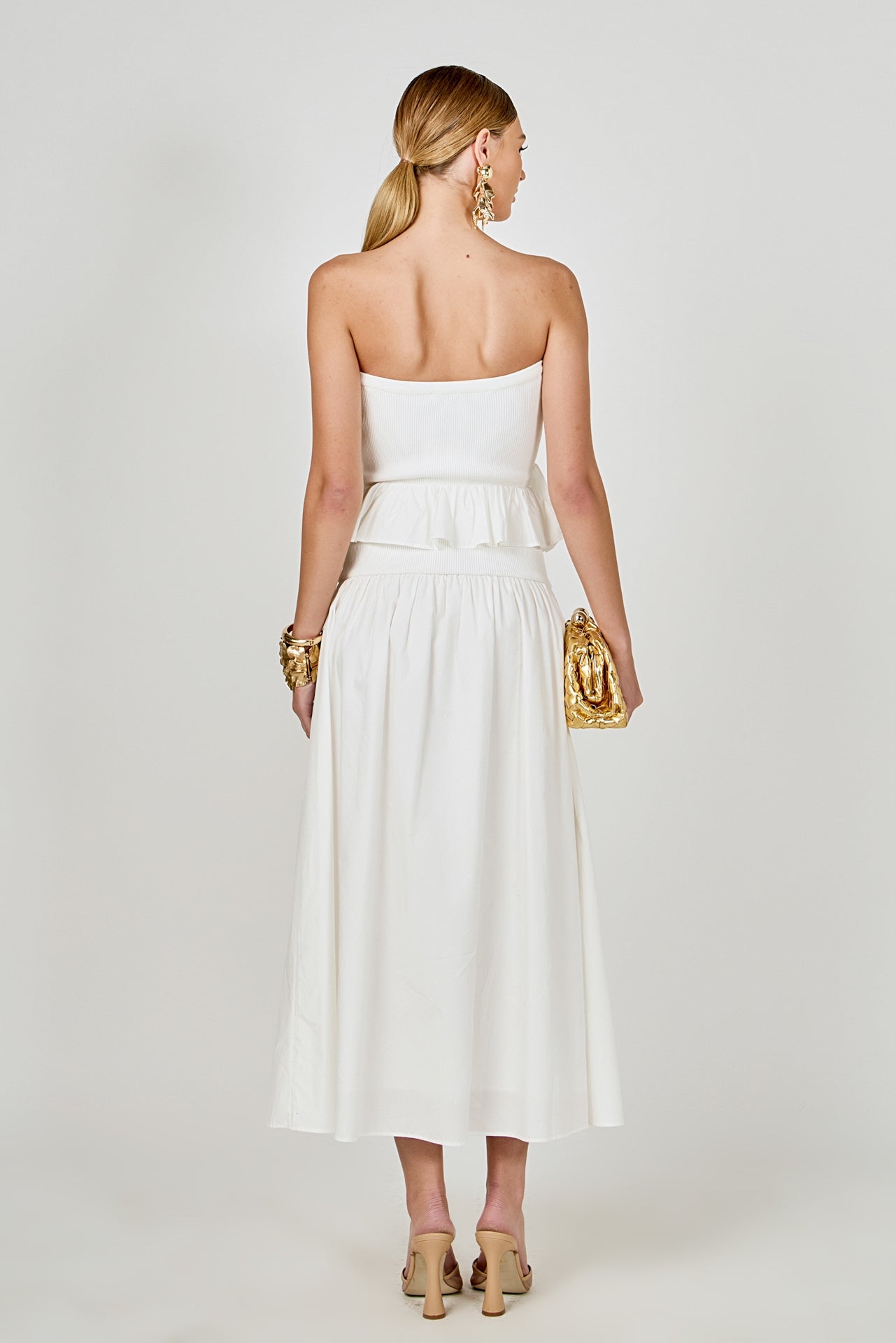 Endless Rose Strapless Ruffle Midi Dress